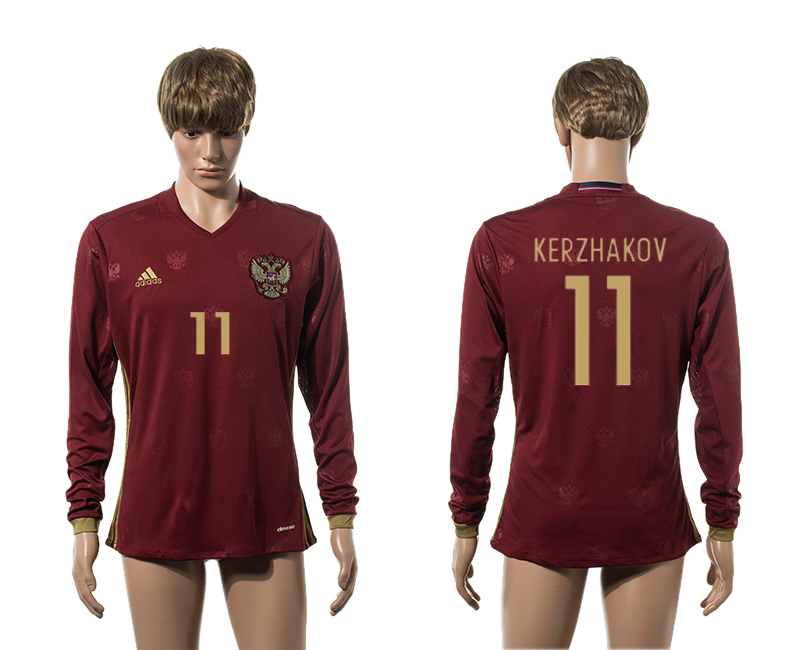Russia 11 KERZHAKOV Home Long Sleeve UEFA Euro 2016 Thailand Jersey