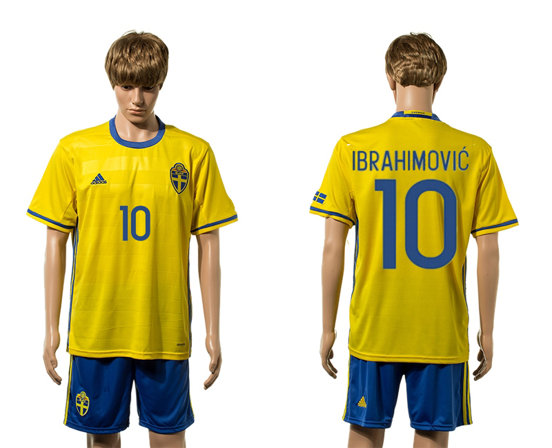 Sweden 10 IBRAHIMOVIC Home UEFA Euro 2016 Jersey