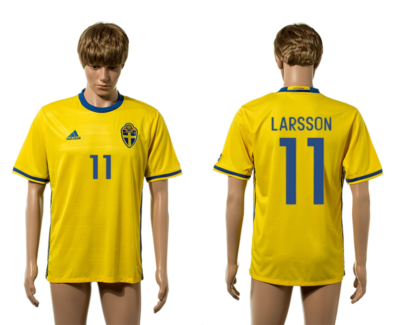 Sweden 11 LARSSON Home UEFA Euro 2016 Thailand Jersey