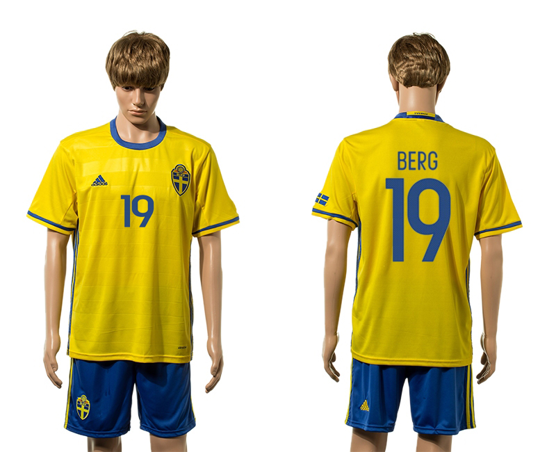 Sweden 19 BERG Home UEFA Euro 2016 Jersey