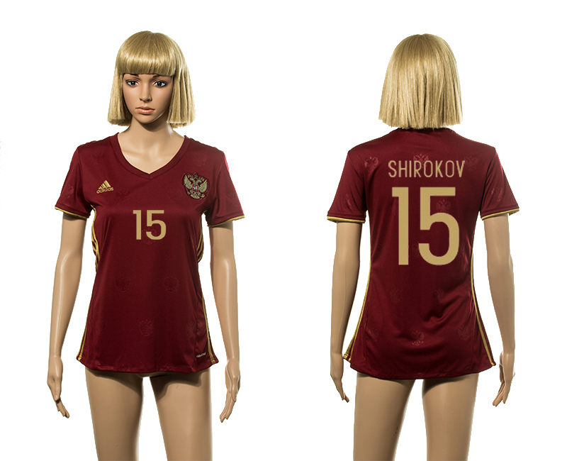 Russia 15 SHIROKOV Home Women UEFA Euro 2016 Jersey