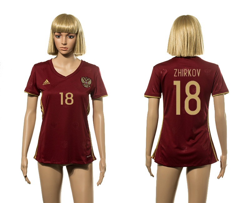 Russia 18 ZHIRKOV Home Women UEFA Euro 2016 Jersey