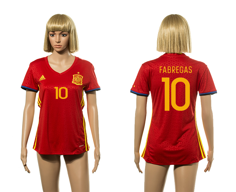 Spain 10 FABREGAS Home Women UEFA Euro 2016 Jesrey