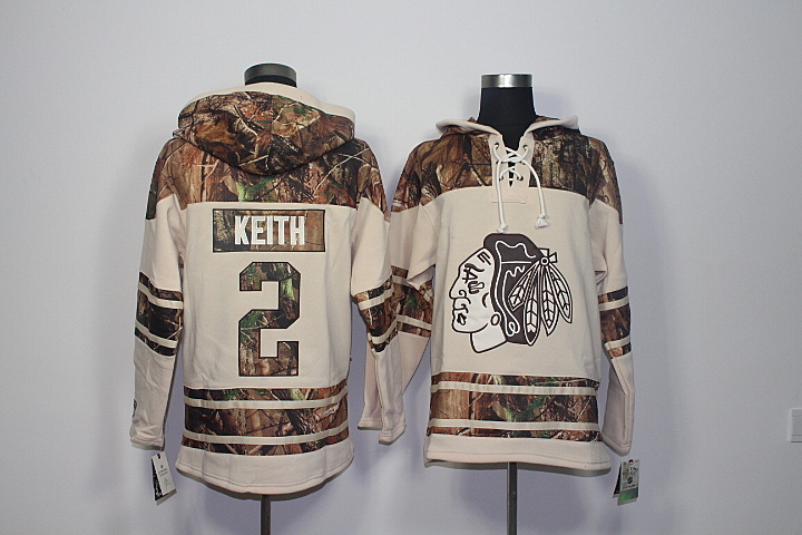 Blackhawks 2 Duncan Keith Old Time Hockey Stone Realtree Lacer Name and Number Hoodie