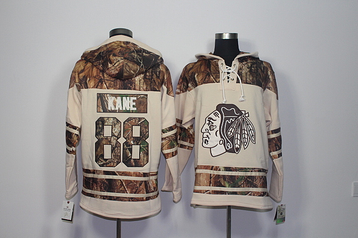 Blackhawks 88 Patrick Kane Old Time Hockey Stone Realtree Lacer Name and Number Hoodie