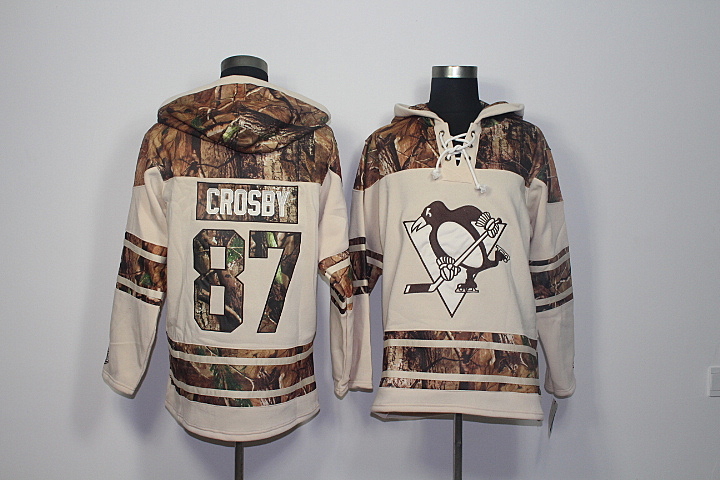 Penguins 87 Sidney Crosby Old Time Hockey Stone Realtree Lacer Name and Number Hoodie - Click Image to Close