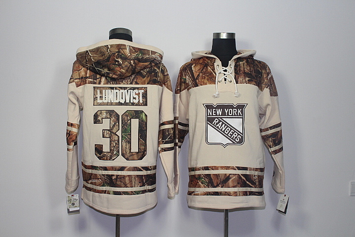 Rangers 30 Henrik Lundqvist Old Time Hockey Stone Realtree Lacer Name and Number Hoodie