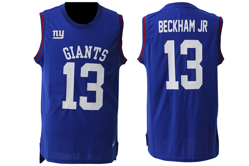 Nike Giants 13 Odell Beckham Jr Blue Player Name & Number Tank Top