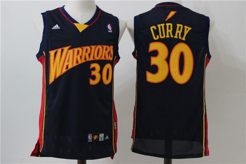Warriors 30 Stephen Curry Navy Blue Throwback Swingman Jersey - Click Image to Close