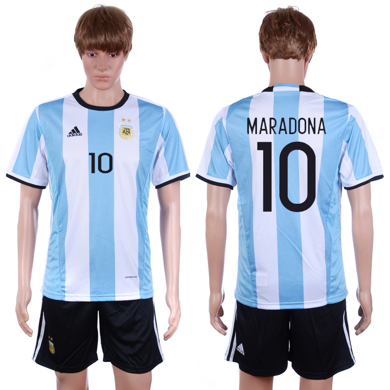 Argentina 10 MARADONA Home 2016 Copa America Centenario Soccer Jersey
