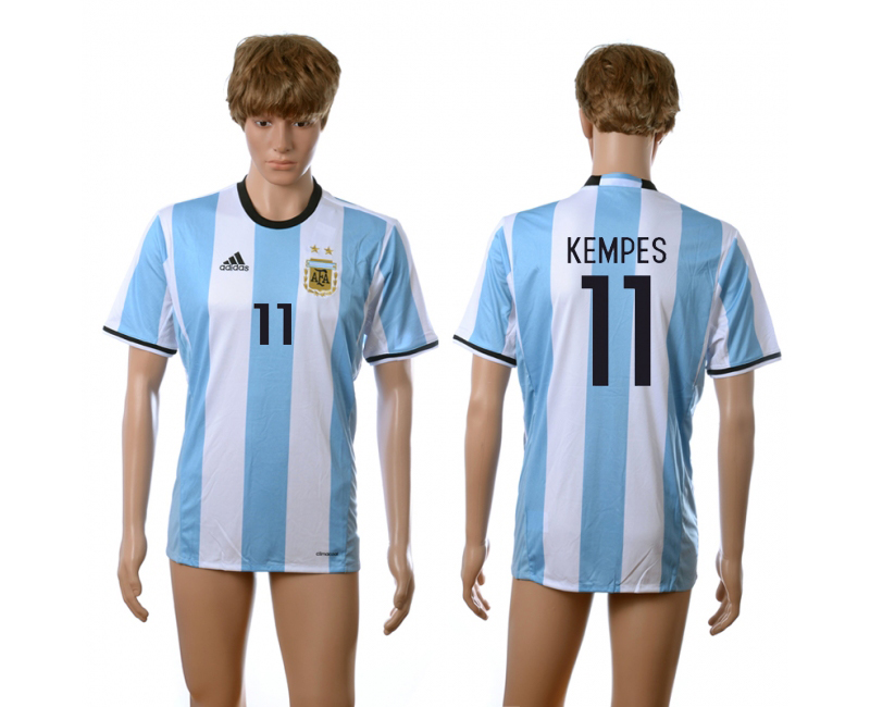 Argentina 11 KEMPES Home 2016 Copa America Centenario Thailand Soccer Jersey