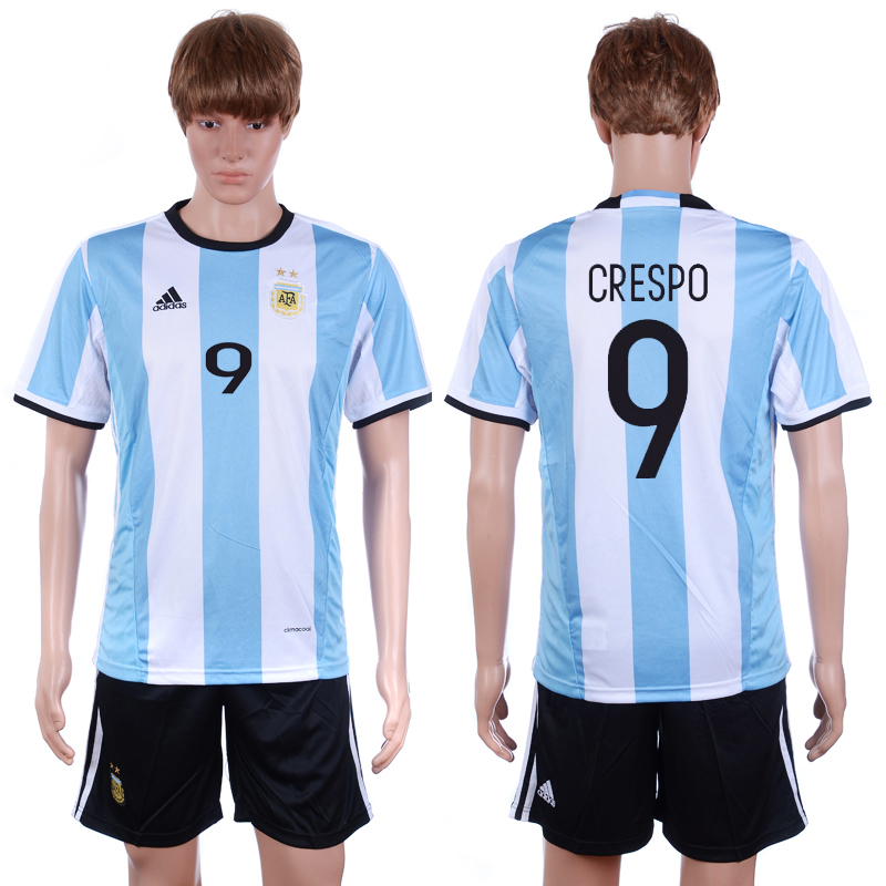 Argentina 9 CRESPO Home 2016 Copa America Centenario Soccer Jersey