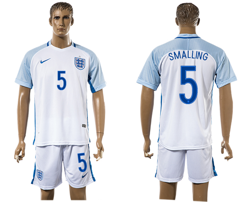 England 5 SMALLING Home UEFA Euro 2016 Soccer Jersey
