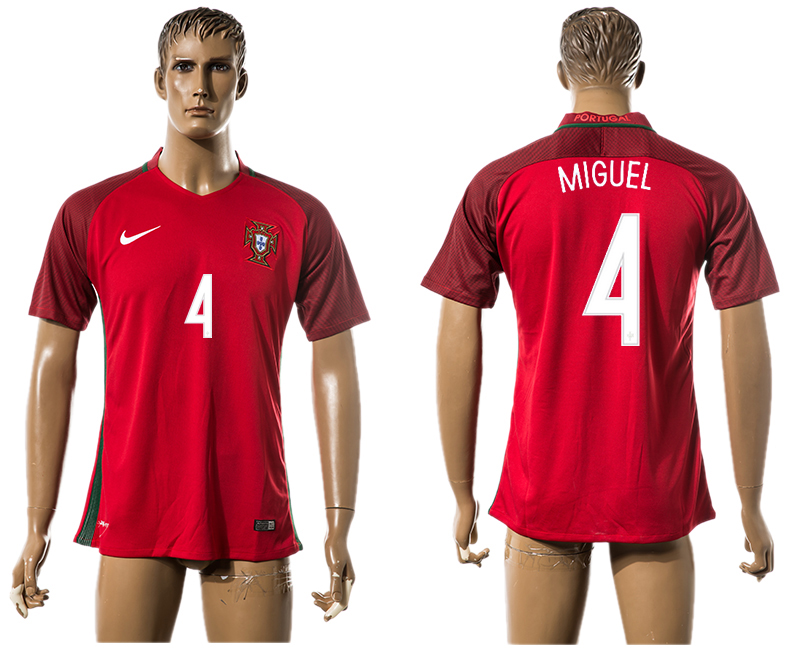 Portugal 4 MIGUEL Home UEFA Euro 2016 Thailand Jersey