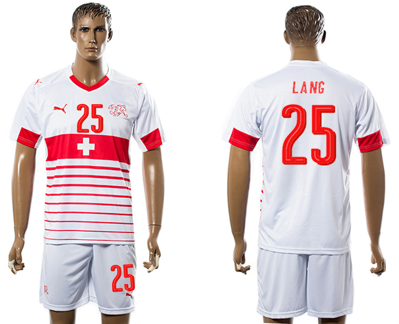 Switzerland 25 LANG Away UEFA Euro 2016 Soccer Jersey