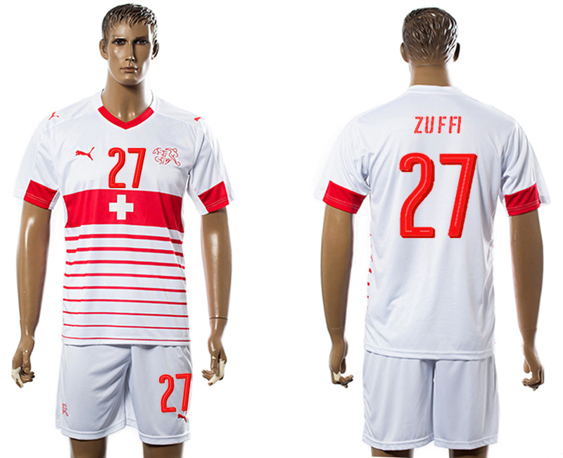 Switzerland 27 ZUFFI Away UEFA Euro 2016 Soccer Jersey