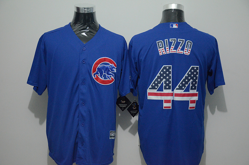 Cubs 44 Anthony Rizzo Blue US Flag New Cool Base Jersey