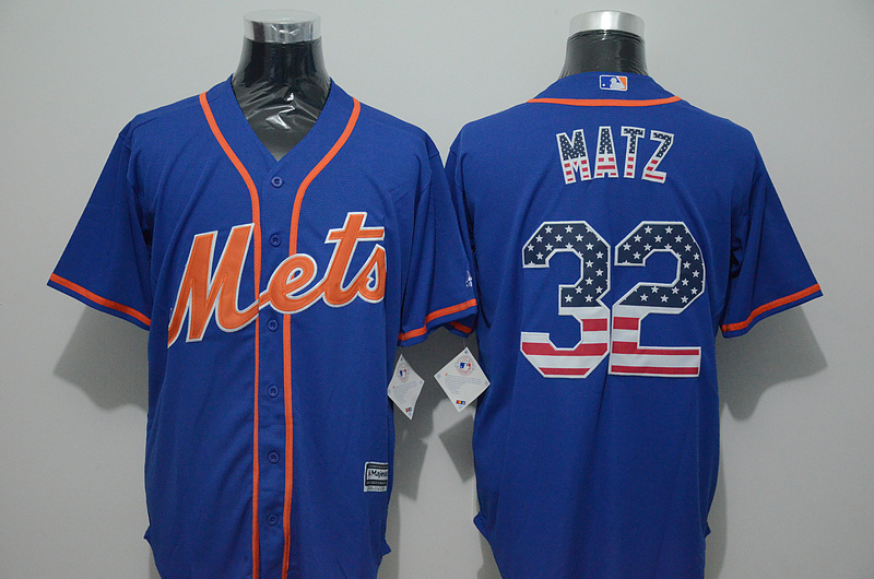 Mets 22 Steven Matz Blue US Flag New Cool Base Jersey