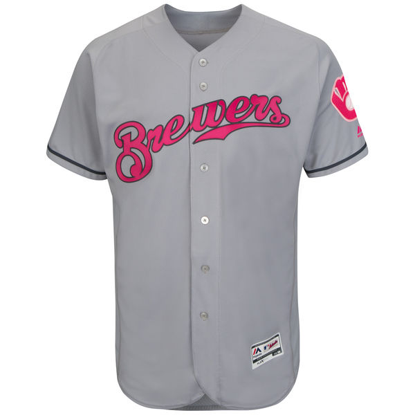 Brewers Blank Grey 2016 Mother's Day Flexbase Jersey Brewers Blank Grey 2016 Mother's Day Flexbase Jersey