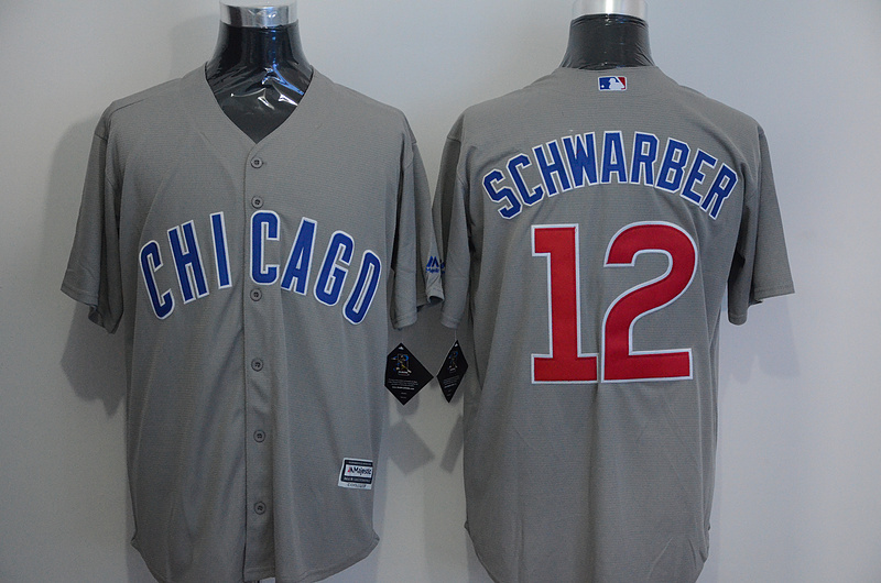 Cubs 12 Kyle Schwarber Grey New Cool Base Collection Player Jersey