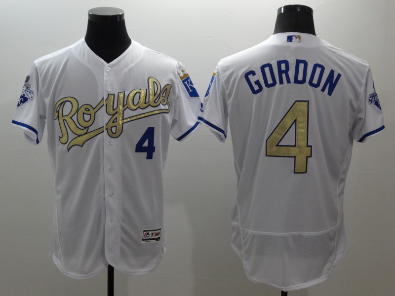 Royals 4 Alex Gordon White 2015 World Series Champions Flexbase Jersey Royals 4 Alex Gordon White 2015 World Series Champions Flexbase Jersey