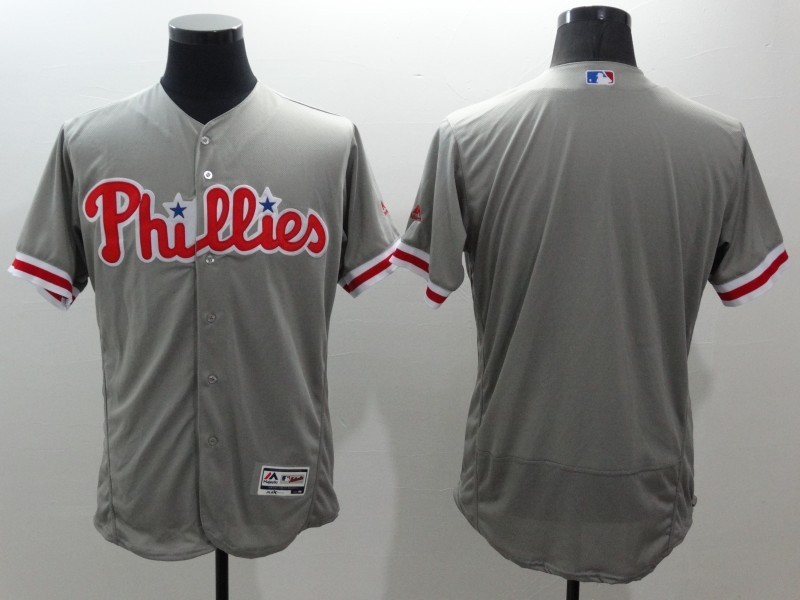 Phillies Blank Grey Flexbase Jersey - Click Image to Close