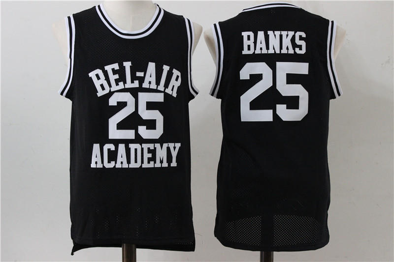 Bel Air Academy 25 Banks Black Stitched Basketball Jersey