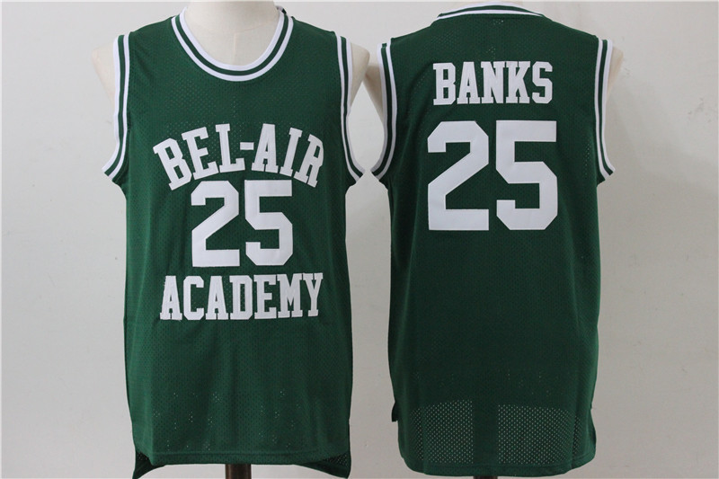 Bel Air Academy 25 Banks Green Stitched Basketball Jersey