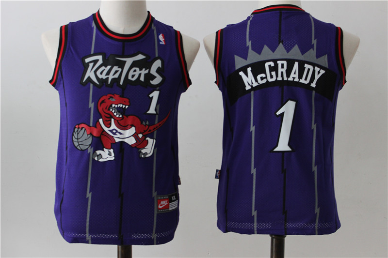 Raptors 1 Tracy McGrady Purple Youth Swingman Jersey