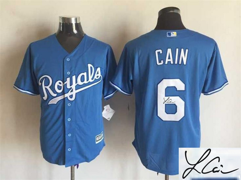Royals 6 Lorenzo Cain Light Blue Signature Edition New Cool Base Jersey