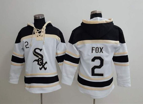 White Sox 2 Nellie Fox White All Stitched Hooded Sweatshirt