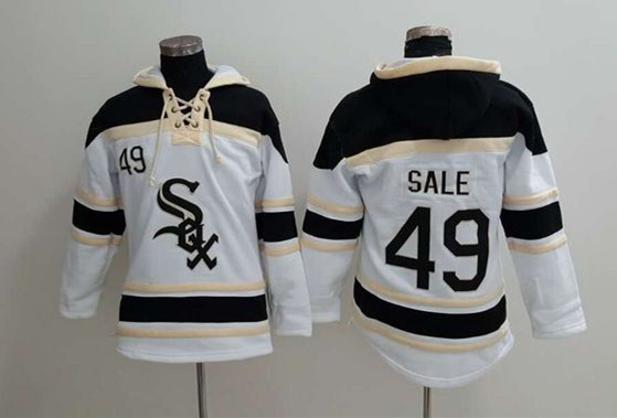 White Sox 49 Chris Sale White All Stitched Hooded Sweatshirt