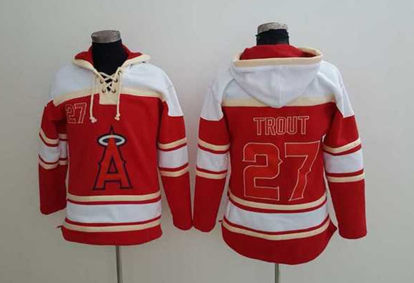 Angels 27 Mike Trout Red All Stitched Sweatshirt