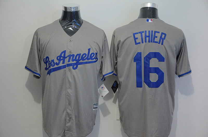 Dodgers 16 Andre Ethier Grey New Cool Base Jersey