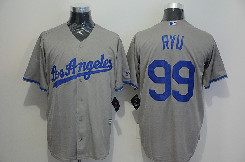 Dodgers 99 Hyun Jin Ryu Grey New Cool Base Jersey