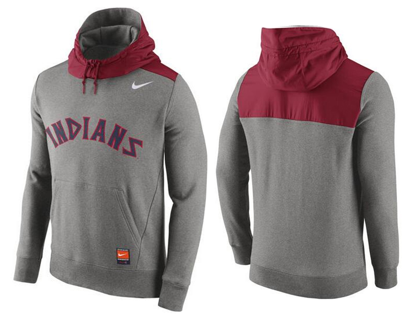 Nike Cleveland Indians Grey Cooperstown Collection Hybrid Pullover Hoodie
