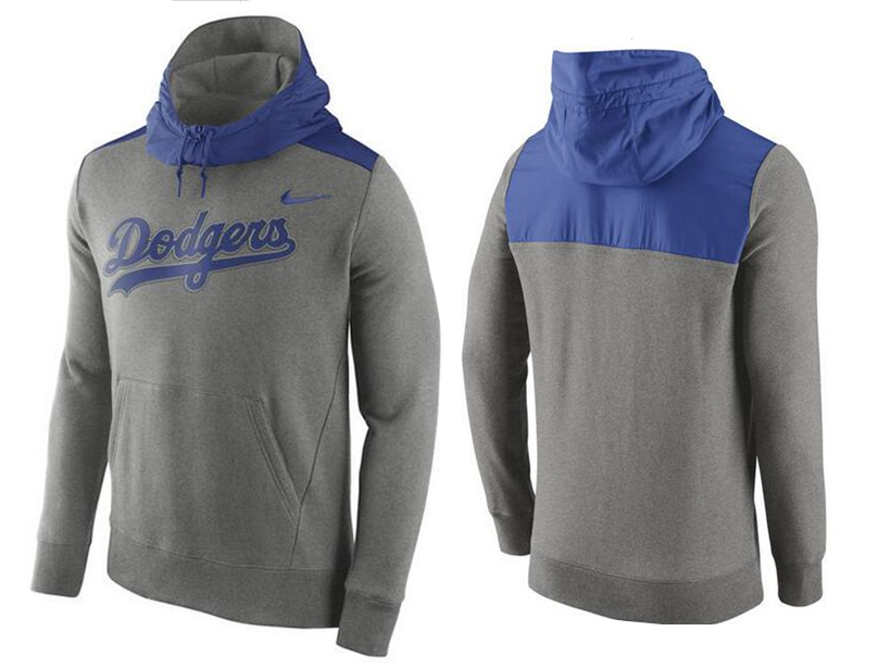 Nike Los Angeles Dodgers Grey Cooperstown Collection Hybrid Pullover Hoodie02