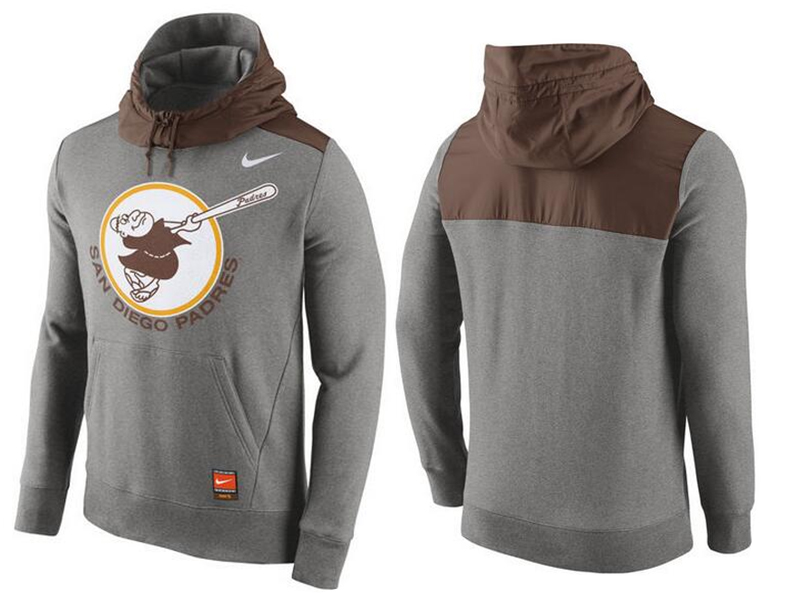 Nike San Diego Padres Grey Cooperstown Collection Hybrid Pullover Hoodie - Click Image to Close
