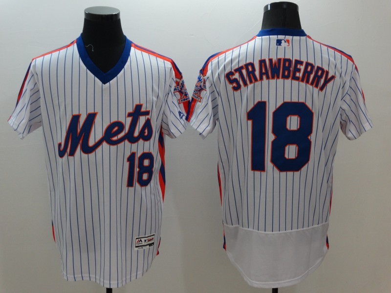 Mets 18 Darryl Strawberry White Cooperstown Collection Flexbase Jersey