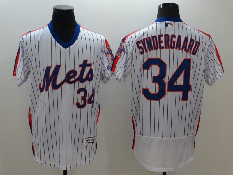 Mets 34 Noah Syndergaard White Cooperstown Collection Flexbase Jersey
