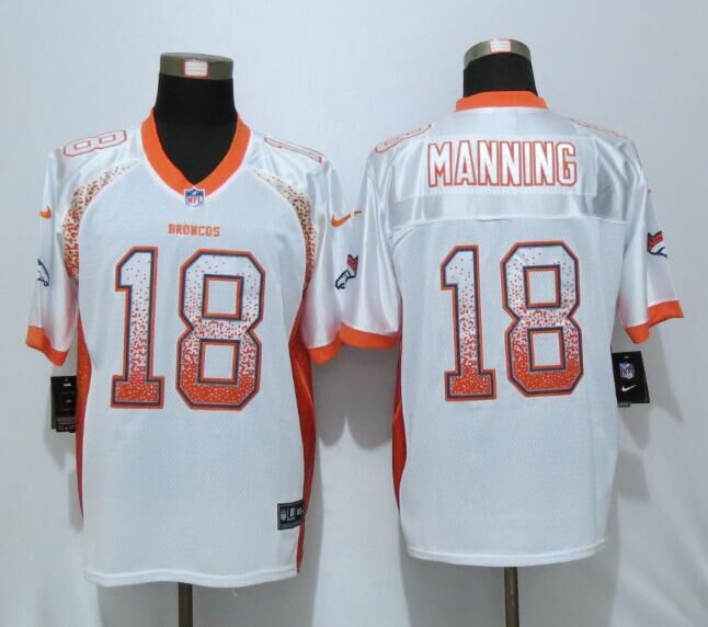 Nike Broncos 18 Peyton Manning White Drift Fashion Elite Jersey