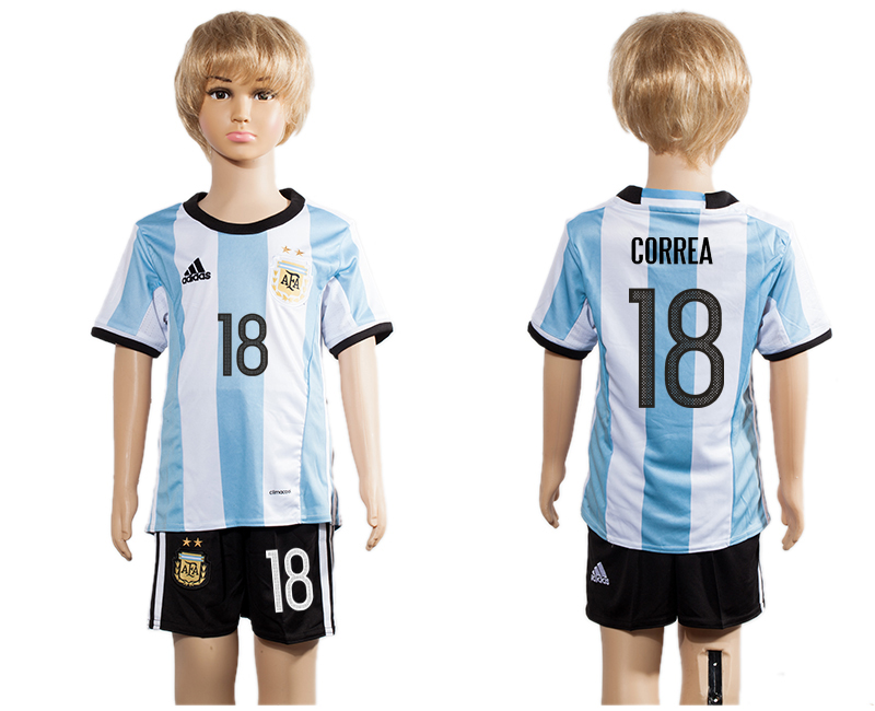 Argentina 18 CORREA Home Youth 2016 Copa America Centenario Soccer Jersey