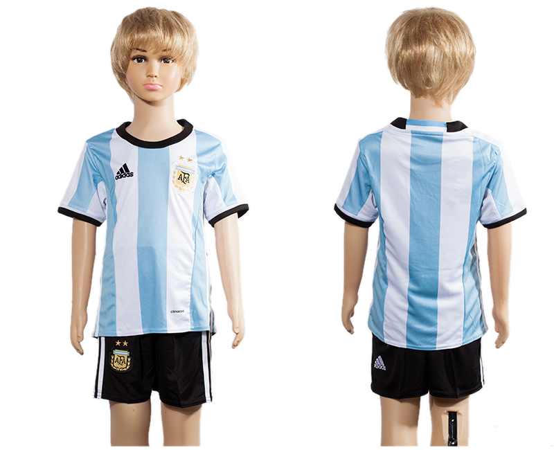 Argentina Home Youth 2016 Copa America Centenario Soccer Jersey