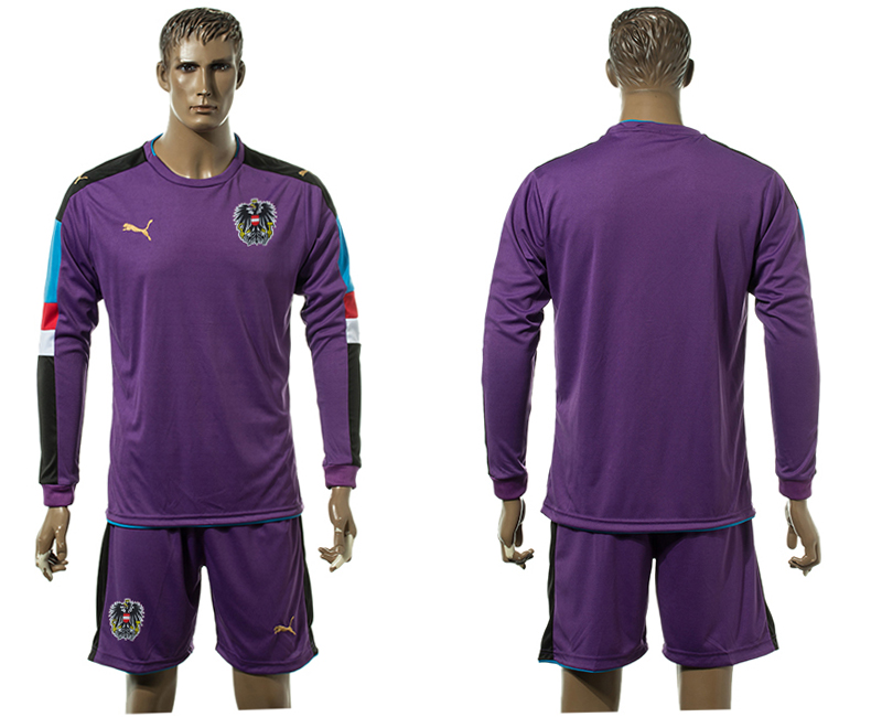 Austria Goalkeeper Purple UEFA Euro 2016 Long Sleeve Soccer Jersey