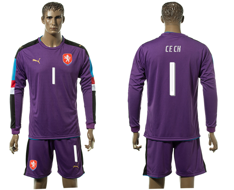 Czech Republic 1 CECH Goalkeeper Purple UEFA Euro 2016 Long Sleeve Soccer Jersey