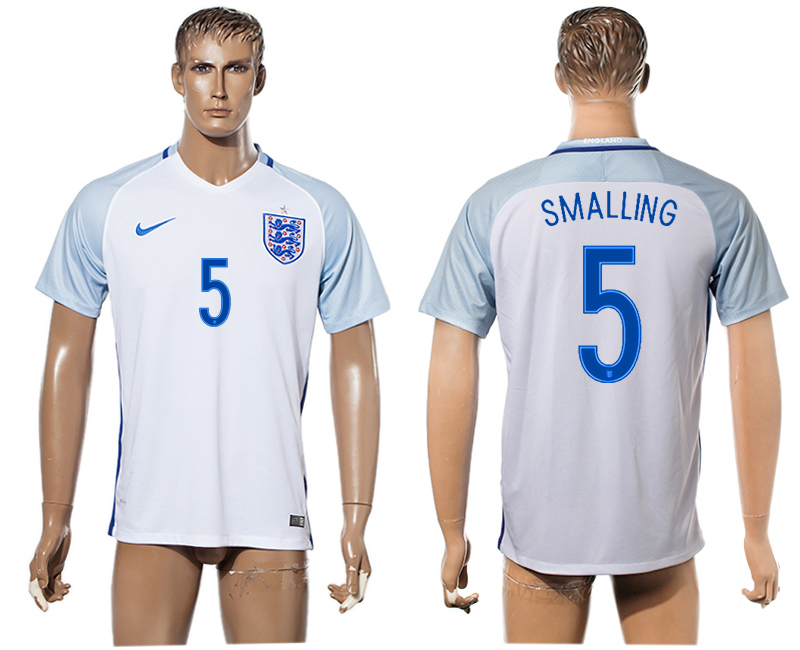 England 5 SMALLING Home UEFA Euro 2016 Thailand Soccer Jersey