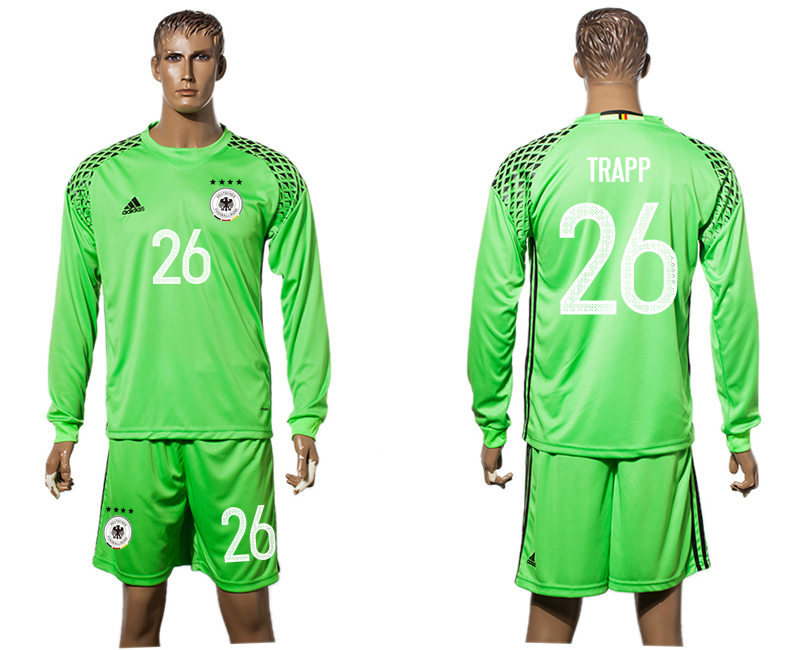 Germany 26 TRAPP Goalkeeper UEFA Euro 2016 Long Sleeve Soccer Jersey