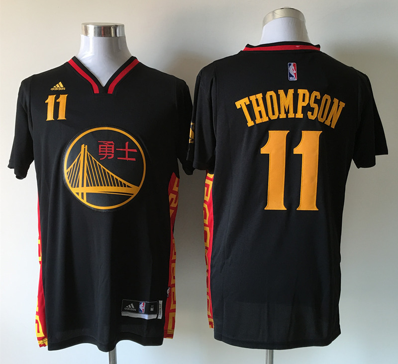 Warriors 11 Klay Thompson Black 2016 Chinese New Year Short Sleeve Jersey - Click Image to Close