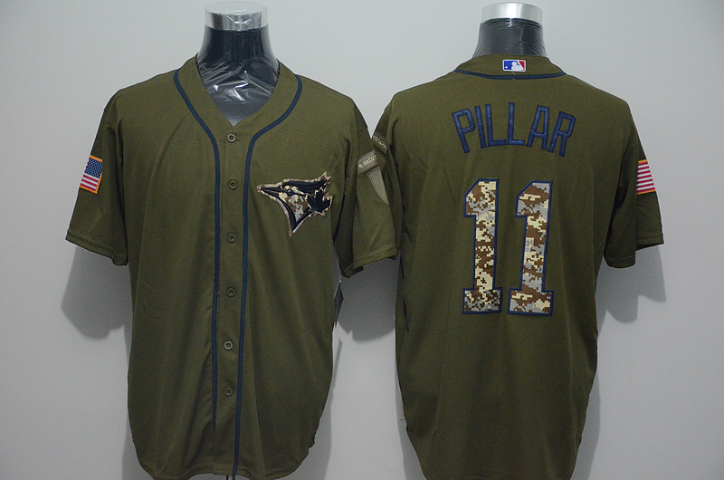 Blue Jays 11 Kevin Pillar Olive Green New Cool Base Jersey