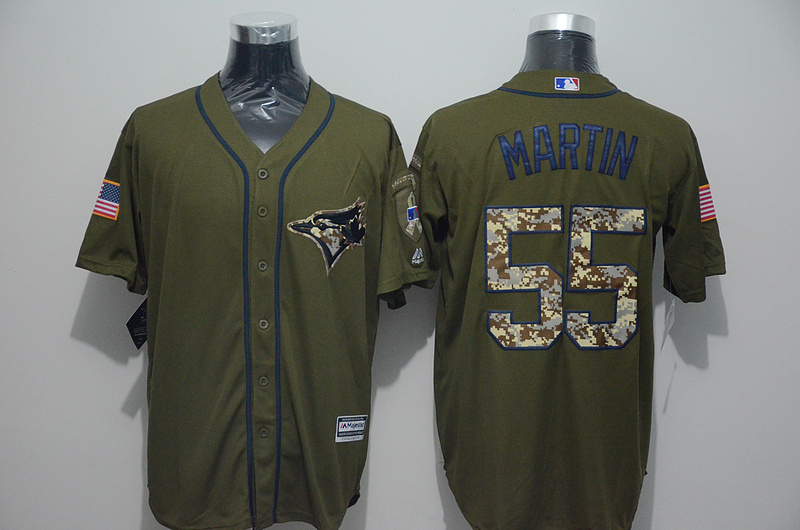 Blue Jays 55 Russell Martin Olive Green New Cool Base Jersey